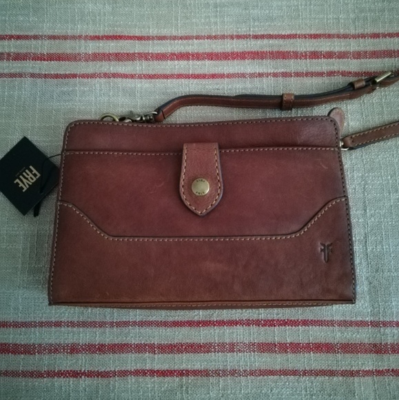 frye leather clutch
